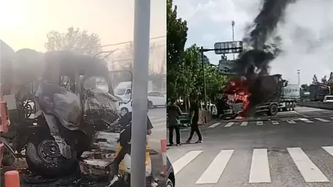 司机烧成火人