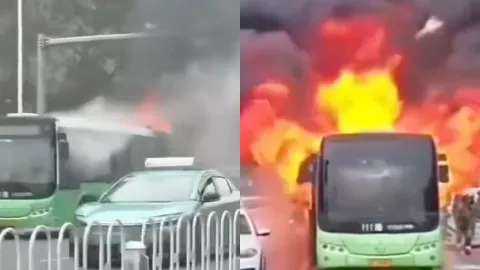 丹东公交车起火
