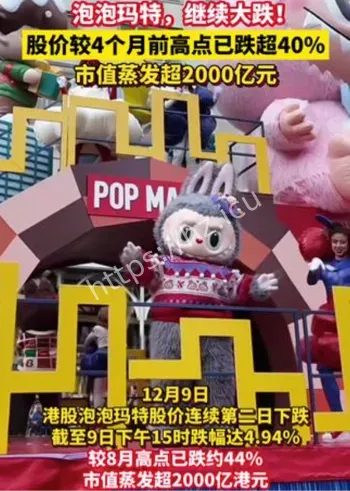 泡泡玛特股价大跌